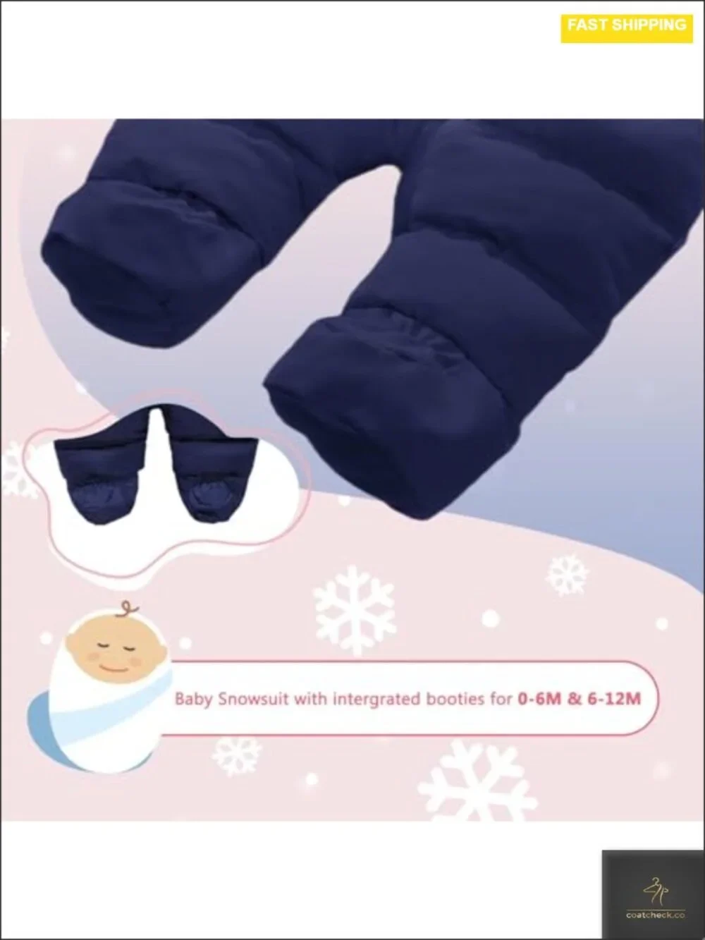 Baby Snowsuit Waterproof Windproof Hooded One-Piece Jumpsuit with Gloves